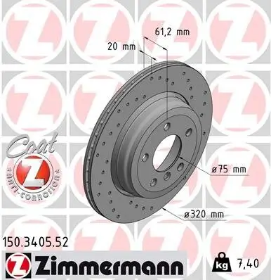 Bremsscheibe Hinterachse ZIMMERMANN 150.3405.52