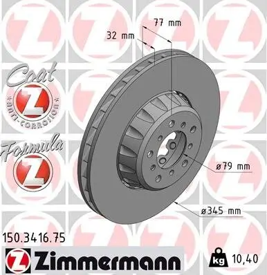 Bremsscheibe Vorderachse rechts ZIMMERMANN 150.3416.75