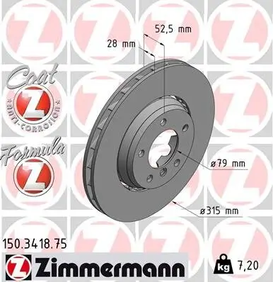 Bremsscheibe Vorderachse rechts ZIMMERMANN 150.3418.75