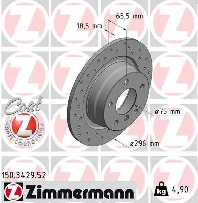 Bremsscheibe Hinterachse ZIMMERMANN 150.3429.52