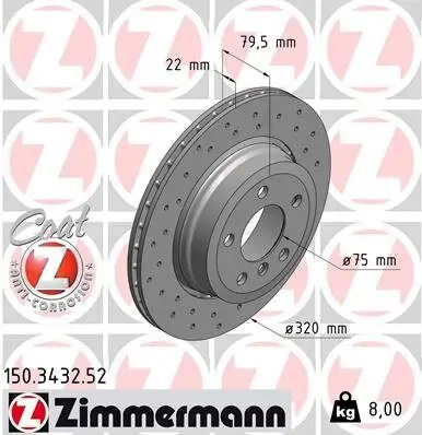 Bremsscheibe Hinterachse ZIMMERMANN 150.3432.52