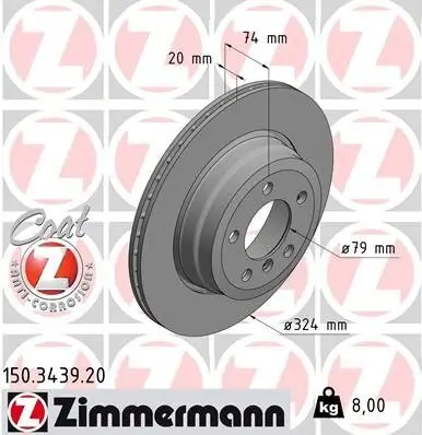 Bremsscheibe Hinterachse ZIMMERMANN 150.3439.20