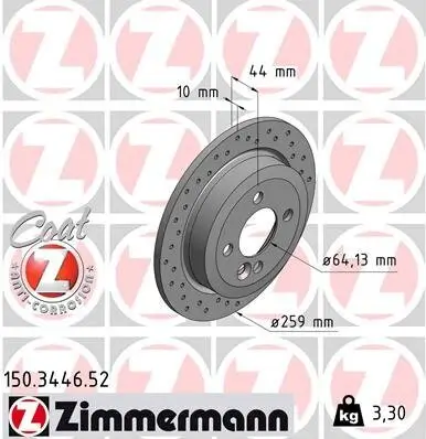 Bremsscheibe Hinterachse ZIMMERMANN 150.3446.52