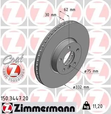 Bremsscheibe Vorderachse ZIMMERMANN 150.3447.20 Bild Bremsscheibe Vorderachse ZIMMERMANN 150.3447.20
