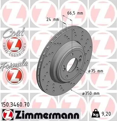 Bremsscheibe ZIMMERMANN 150.3460.70 Bild Bremsscheibe ZIMMERMANN 150.3460.70