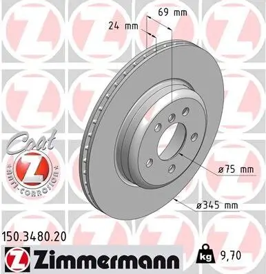 Bremsscheibe Hinterachse ZIMMERMANN 150.3480.20