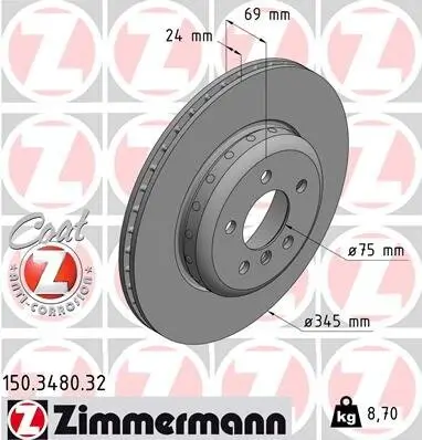 Bremsscheibe Hinterachse ZIMMERMANN 150.3480.32