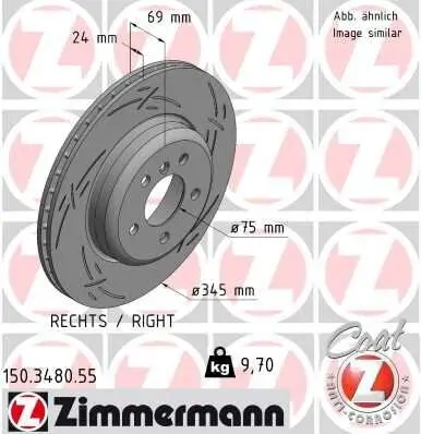 Bremsscheibe Hinterachse rechts ZIMMERMANN 150.3480.55