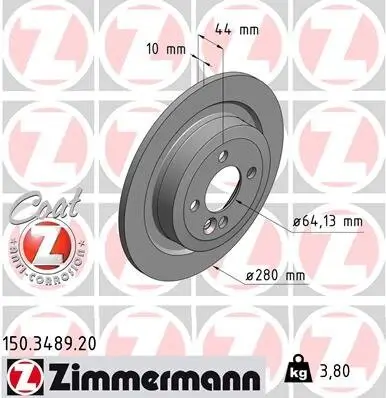 Bremsscheibe Hinterachse ZIMMERMANN 150.3489.20