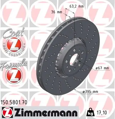Bremsscheibe Vorderachse rechts ZIMMERMANN 150.5801.70