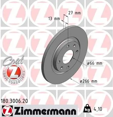 Bremsscheibe Vorderachse ZIMMERMANN 180.3006.20 Bild Bremsscheibe Vorderachse ZIMMERMANN 180.3006.20