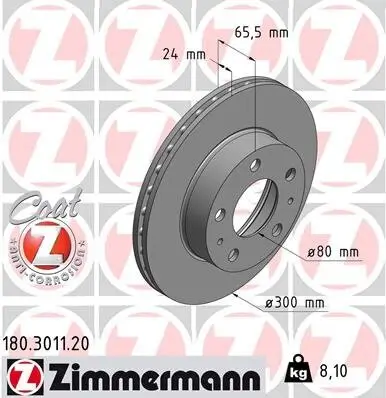 Bremsscheibe ZIMMERMANN 180.3011.20