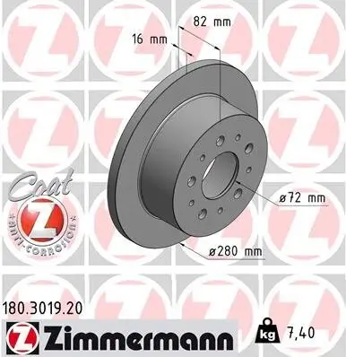 Bremsscheibe ZIMMERMANN 180.3019.20 Bild Bremsscheibe ZIMMERMANN 180.3019.20