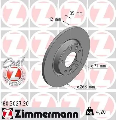Bremsscheibe Hinterachse ZIMMERMANN 180.3027.20 Bild Bremsscheibe Hinterachse ZIMMERMANN 180.3027.20