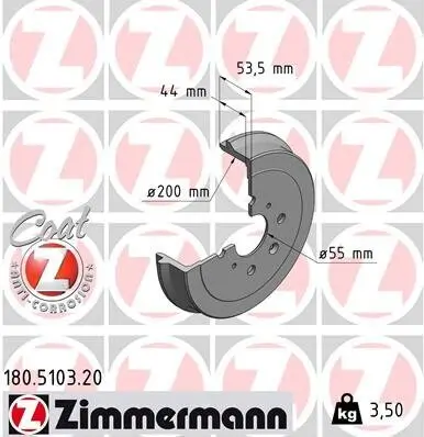 Bremstrommel Hinterachse ZIMMERMANN 180.5103.20