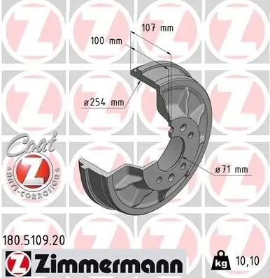 Bremstrommel Hinterachse ZIMMERMANN 180.5109.20