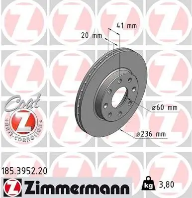 Bremsscheibe Vorderachse ZIMMERMANN 185.3952.20