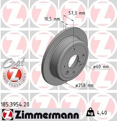 Bremsscheibe ZIMMERMANN 185.3954.20