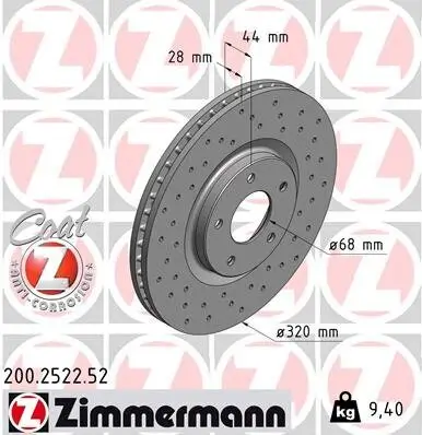 Bremsscheibe Vorderachse ZIMMERMANN 200.2522.52
