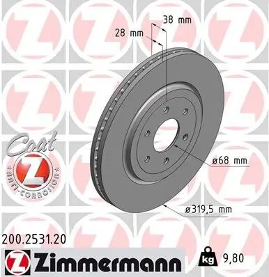 Bremsscheibe ZIMMERMANN 200.2531.20