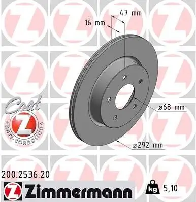 Bremsscheibe ZIMMERMANN 200.2536.20