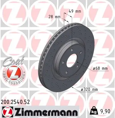 Bremsscheibe Vorderachse ZIMMERMANN 200.2540.52