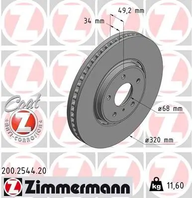 Bremsscheibe Vorderachse ZIMMERMANN 200.2544.20