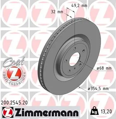 Bremsscheibe Vorderachse ZIMMERMANN 200.2545.20 Bild Bremsscheibe Vorderachse ZIMMERMANN 200.2545.20