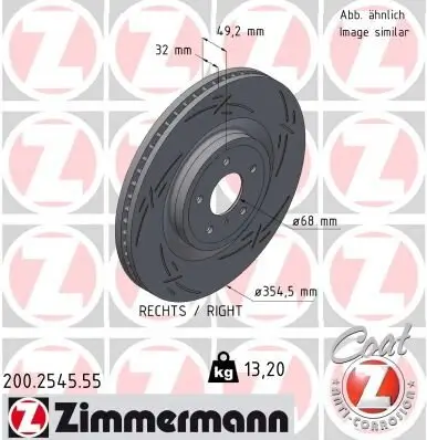 Bremsscheibe Vorderachse rechts ZIMMERMANN 200.2545.55