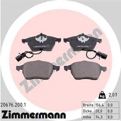 Bremsbelagsatz, Scheibenbremse Vorderachse ZIMMERMANN 20676.200.1