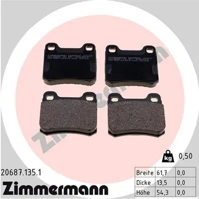 Bremsbelagsatz, Scheibenbremse Hinterachse ZIMMERMANN 20687.135.1