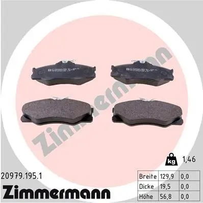 Bremsbelagsatz, Scheibenbremse ZIMMERMANN 20979.195.1 Bild Bremsbelagsatz, Scheibenbremse ZIMMERMANN 20979.195.1