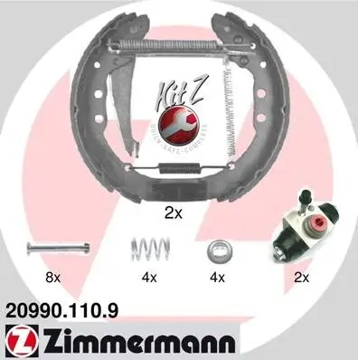 Bremsbackensatz Hinterachse ZIMMERMANN 20990.110.9 Bild Bremsbackensatz Hinterachse ZIMMERMANN 20990.110.9