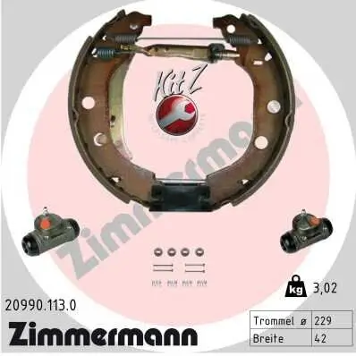 Bremsbackensatz Hinterachse ZIMMERMANN 20990.113.0 Bild Bremsbackensatz Hinterachse ZIMMERMANN 20990.113.0