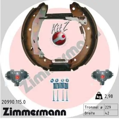 Bremsbackensatz Hinterachse ZIMMERMANN 20990.115.0