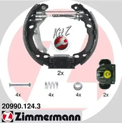 Bremsbackensatz Hinterachse ZIMMERMANN 20990.124.3 Bild Bremsbackensatz Hinterachse ZIMMERMANN 20990.124.3