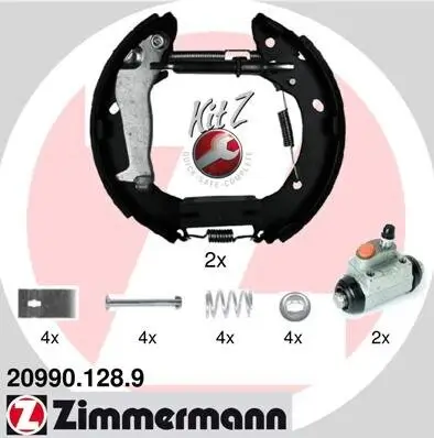 Bremsbackensatz Hinterachse ZIMMERMANN 20990.128.8 Bild Bremsbackensatz Hinterachse ZIMMERMANN 20990.128.8