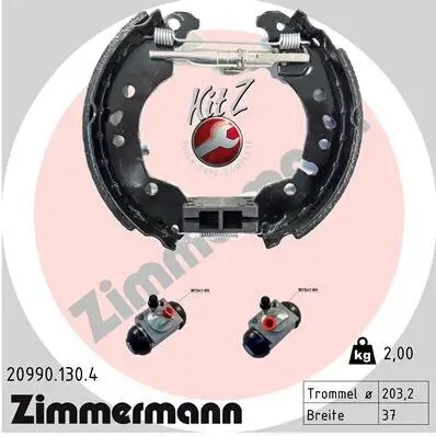 Bremsbackensatz Hinterachse ZIMMERMANN 20990.130.4 Bild Bremsbackensatz Hinterachse ZIMMERMANN 20990.130.4