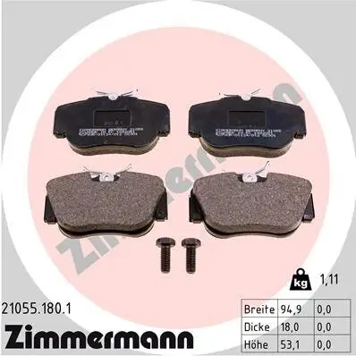 Bremsbelagsatz, Scheibenbremse Vorderachse ZIMMERMANN 21055.180.1
