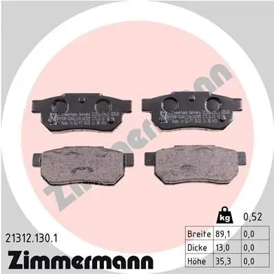 Bremsbelagsatz, Scheibenbremse Hinterachse ZIMMERMANN 21312.130.1