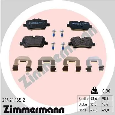 Bremsbelagsatz, Scheibenbremse ZIMMERMANN 21421.165.2