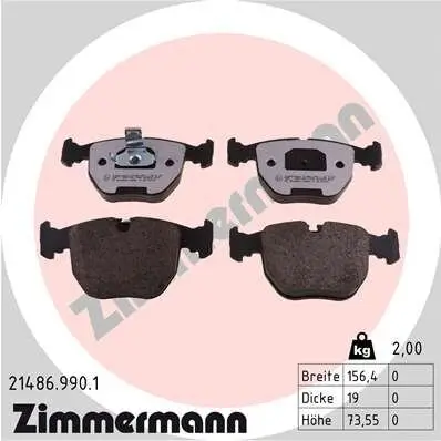 Bremsbelagsatz, Scheibenbremse ZIMMERMANN 21486.990.1 Bild Bremsbelagsatz, Scheibenbremse ZIMMERMANN 21486.990.1