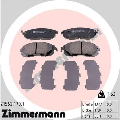 Bremsbelagsatz, Scheibenbremse Vorderachse ZIMMERMANN 21562.170.1