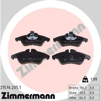 Bremsbelagsatz, Scheibenbremse ZIMMERMANN 21576.205.1