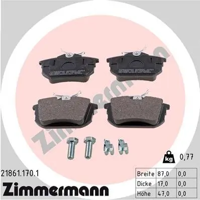 Bremsbelagsatz, Scheibenbremse ZIMMERMANN 21861.170.1 Bild Bremsbelagsatz, Scheibenbremse ZIMMERMANN 21861.170.1