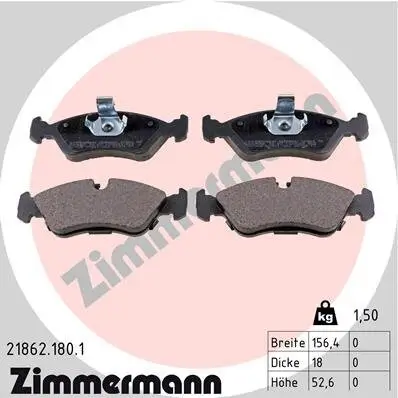 Bremsbelagsatz, Scheibenbremse Vorderachse ZIMMERMANN 21862.180.1 Bild Bremsbelagsatz, Scheibenbremse Vorderachse ZIMMERMANN 21862.180.1