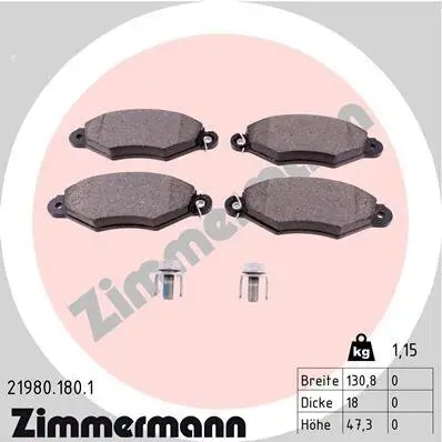 Bremsbelagsatz, Scheibenbremse ZIMMERMANN 21980.180.1