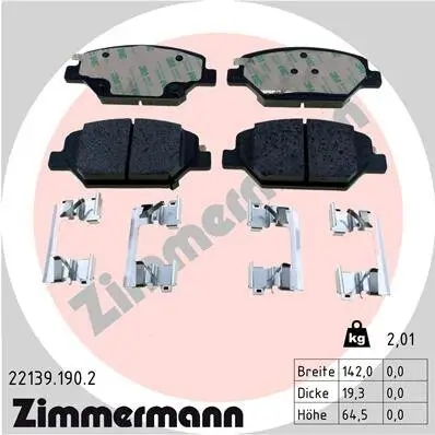 Bremsbelagsatz, Scheibenbremse Vorderachse ZIMMERMANN 22139.190.2