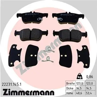 Bremsbelagsatz, Scheibenbremse Hinterachse ZIMMERMANN 22231.145.1