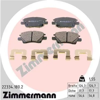 Bremsbelagsatz, Scheibenbremse Vorderachse ZIMMERMANN 22334.180.2